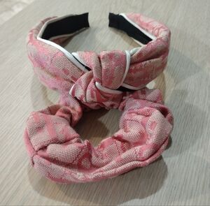 Designer "D I O R" Pattern. Inspired Headband & Ponytail Holder